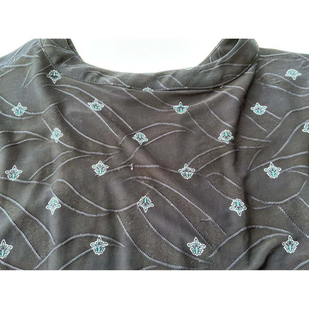 Croft & Barrow Blouse‎ Womens XXL Navy Blue Excellent Pintuck Paisley Knit Top